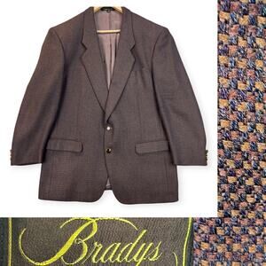Vtg Bradys Mens Sportcoat Blazer 80s Basket Weave Tweed Hotel Coronado Label 46R
